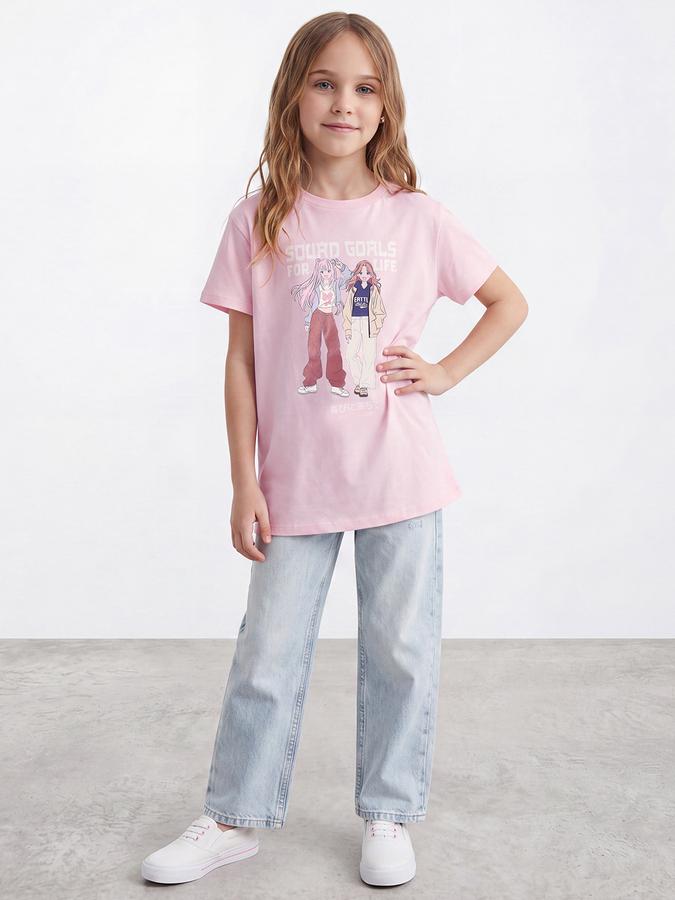 R&B Girls Pink Kawaii Graphic Print Short Sleeves Tshirt