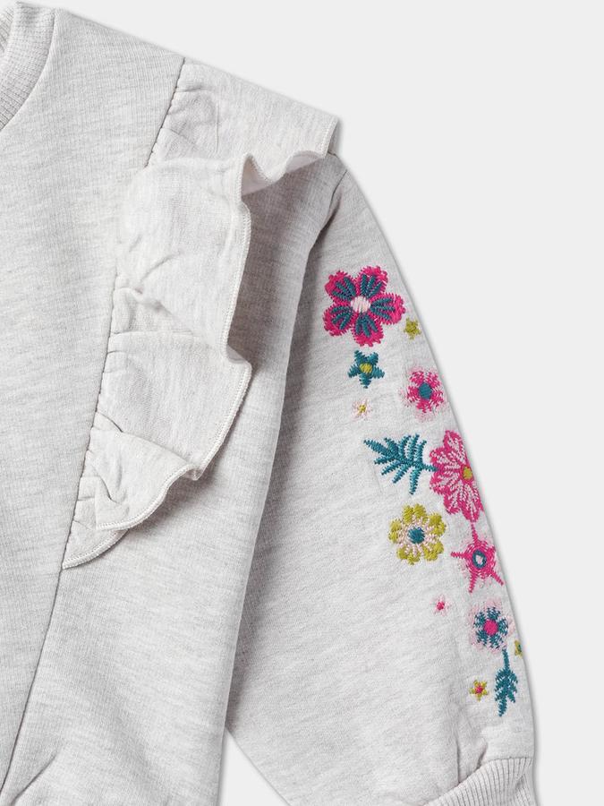 Girls Floral Regular Fit Full Sleeve Crew Neck SweaT-Shirt