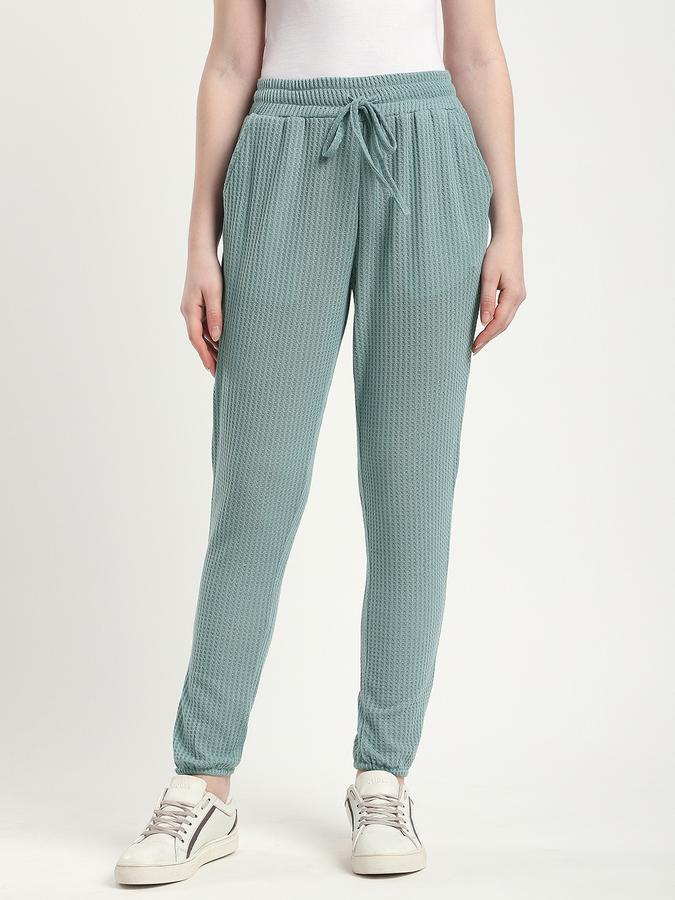 R&B Women Dusty Mint Textured Joggers