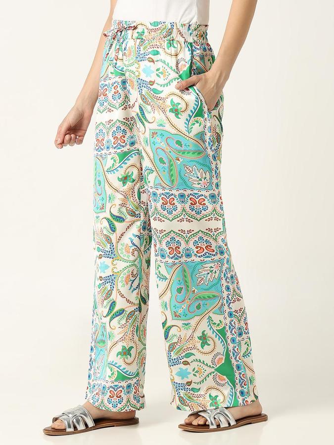 R&B Women Ivory Printed Relaxed Fit Trousers