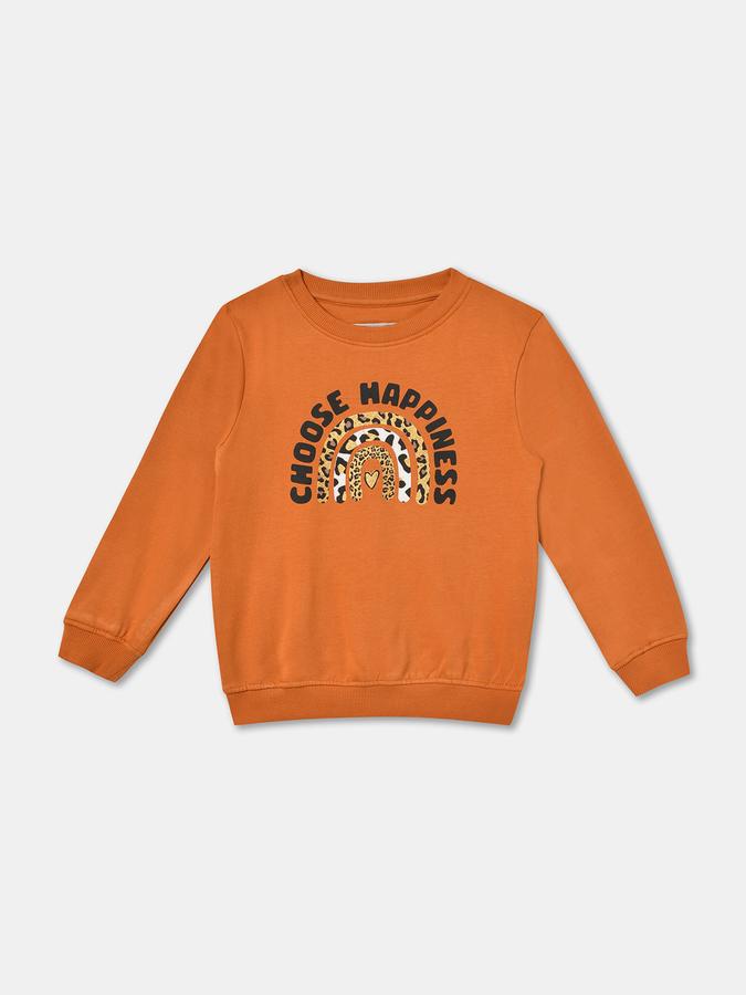 Girls Graphic Regular Fit Full Sleeve Crew Neck SweaT-Shirt