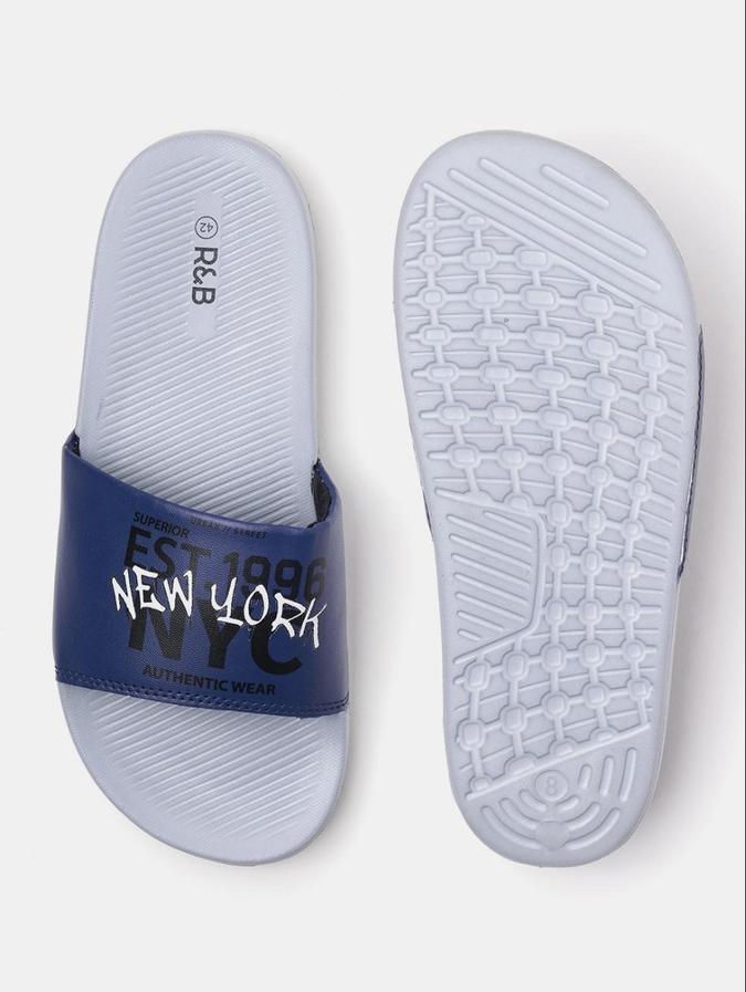 R&B Blue Printed Men Flip Flops