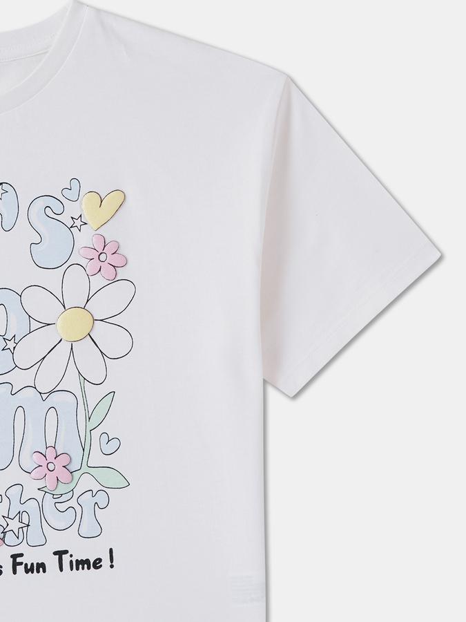 Printed T-Shirt with Crew Neck and Short Sleeves image number 2