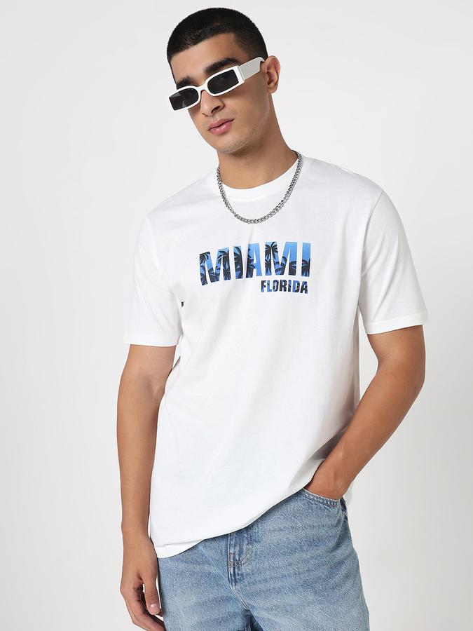 R&B Men's White Printed T-Shirt