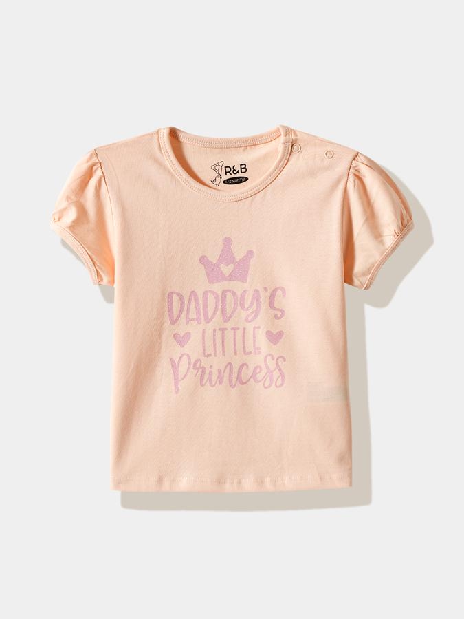 Girls Cotton Regular Fit Crew Neck Glitter T-shirt