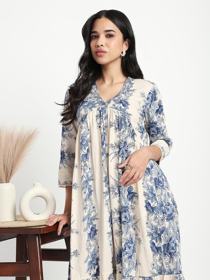 Women Cotton A-Line Maxi Floral Dress