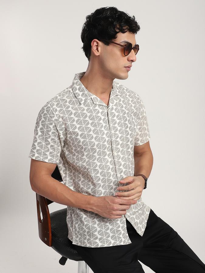 Men Cotton Relaxed Fit Camp Collar Graphic Shirt