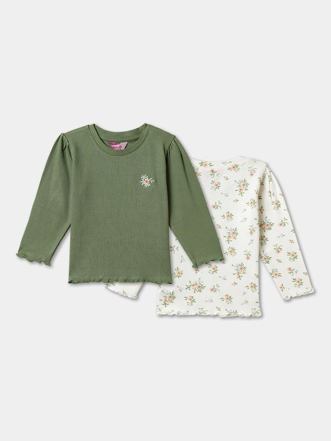 Baby Girls Pure Cotton A-line Top Multicolor - Pack of 2