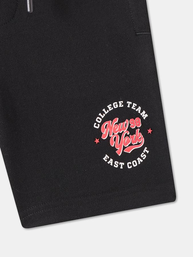 Boys Cotton Embroidered Mid Rise Drawstring Waist Clean Hem Shorts