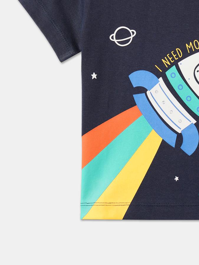 Boys Graphic Print Relaxed Fit Round-Neck T-Shirt image number 3