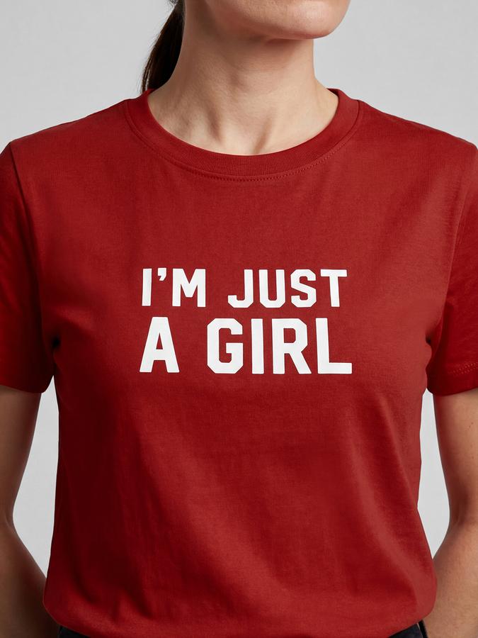 R&B Red Typography Women Round Neck Regular Fit Short Sleeves T-Shirt 