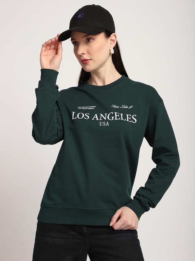 Women Cotton Regular Fit Round Neck Graphic Sweatshirt