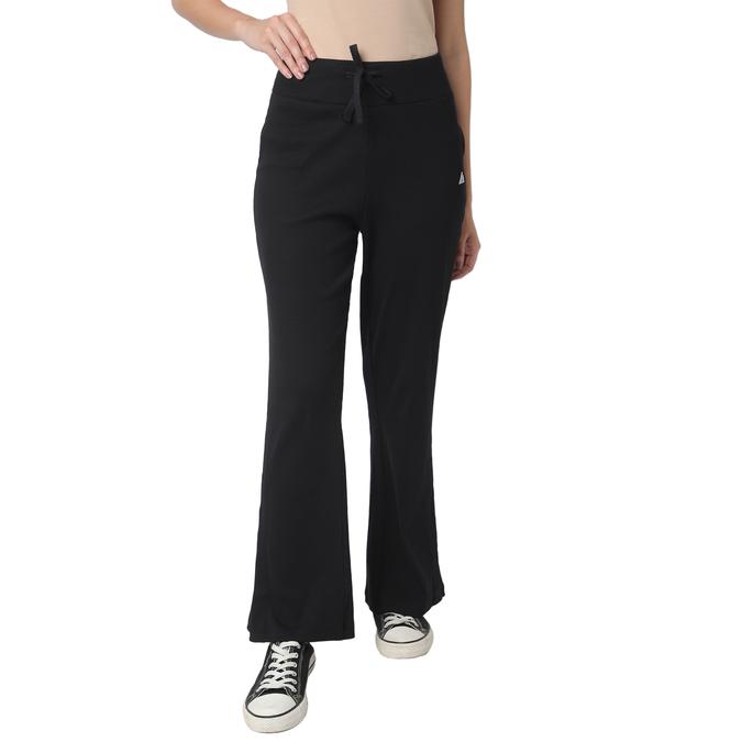 R&B Women Black Solid Flared Trousers