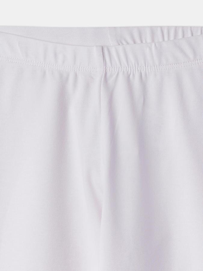 Girls Cotton Blend Skinny Fit Elastic Waist Solid Leggings