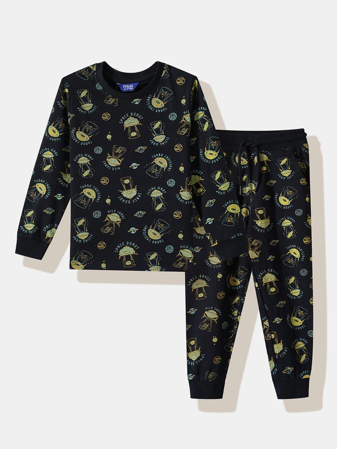 R&B Boys' Navy Printed Co-ord Set