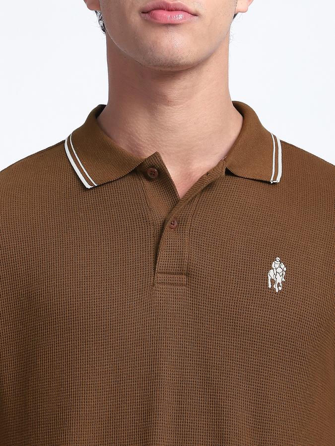 Men Cotton Blend Slim Fit Polo Neck Solid T-shirt