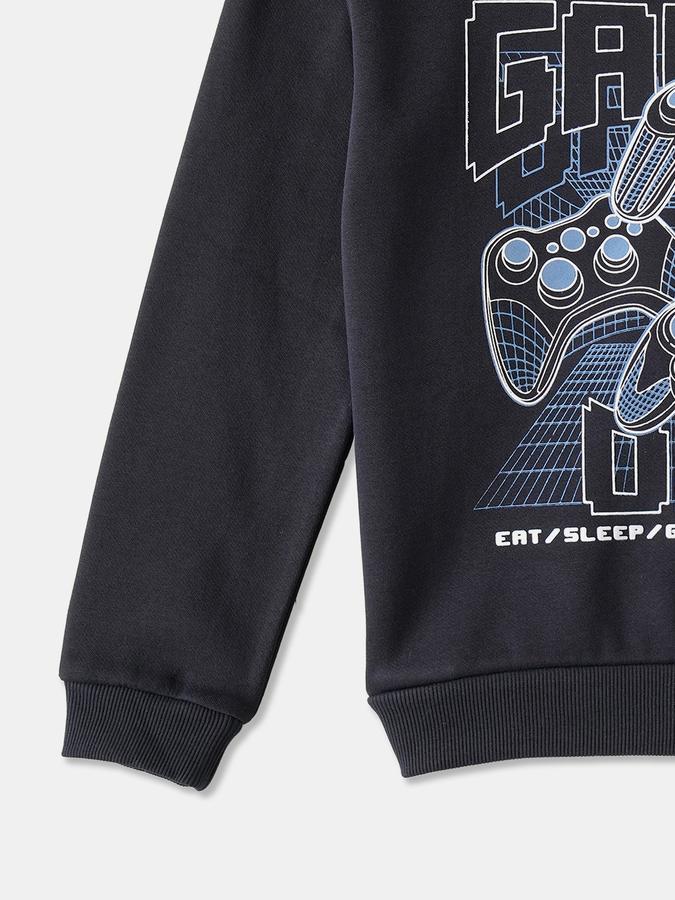 Boys Cotton Blend Relaxed Fit Crew Neck Graphic Sweatshirt