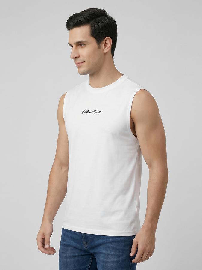 R&B White Typography Men Round Neck Regular Fit Short Sleeves T-Shirt 