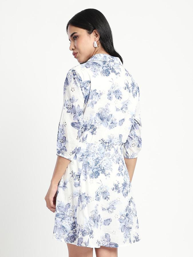 R&B White Printed Women Regular fit Dress