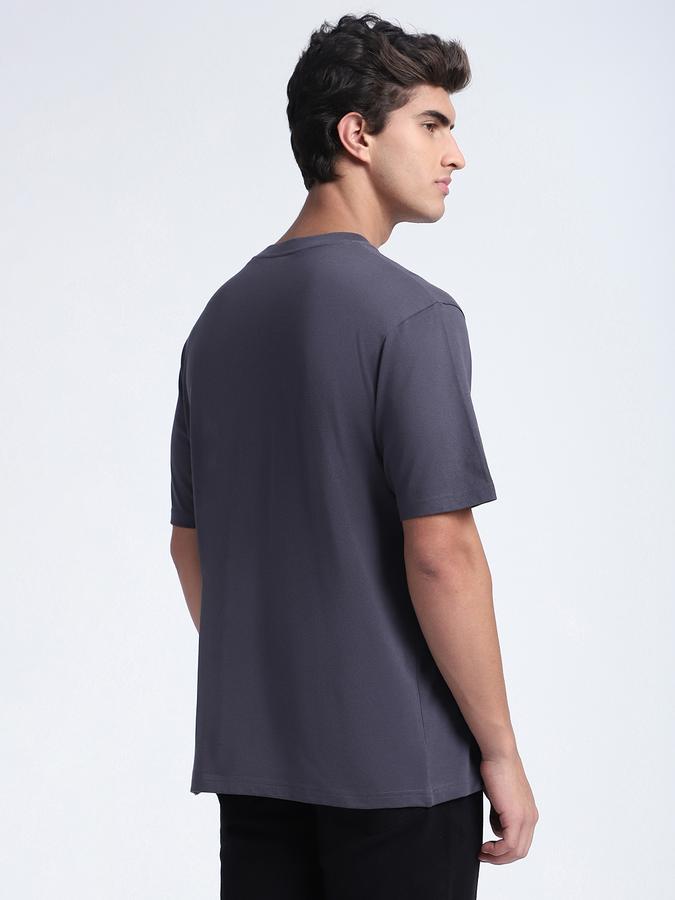 Men Cotton Relaxed Fit Crew Neck Typographic T-shirt