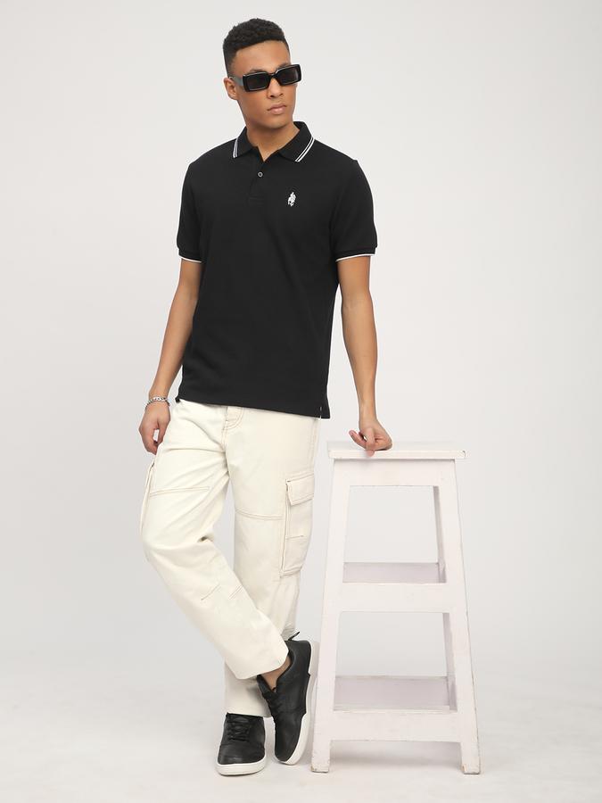 Men Polycotton Slim Fit Polo Neck Solid T-shirt