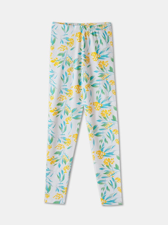 Girls Floral Full Length Mid Rise Legging