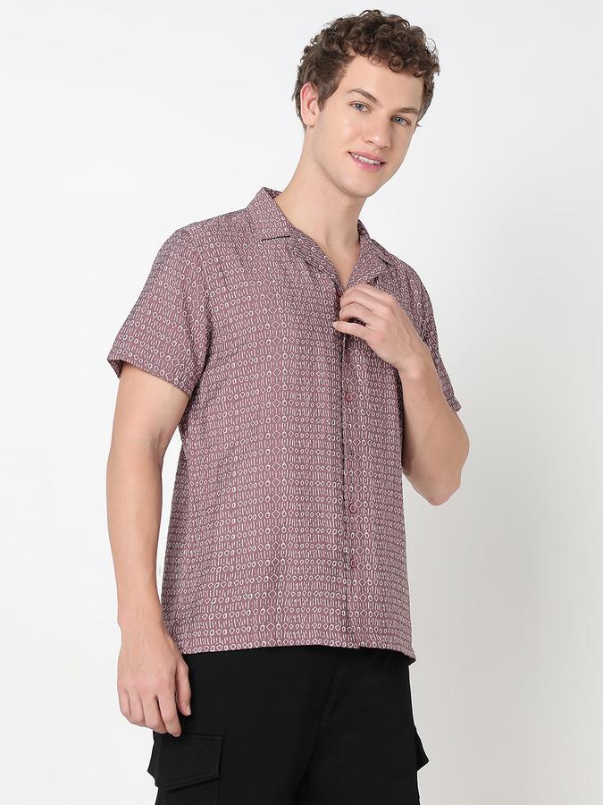 R&B Men's Mauve Printed Shirt