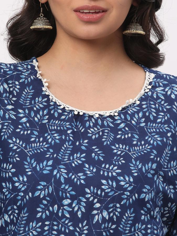 Women Leaf Print Straight Kurta image number 3