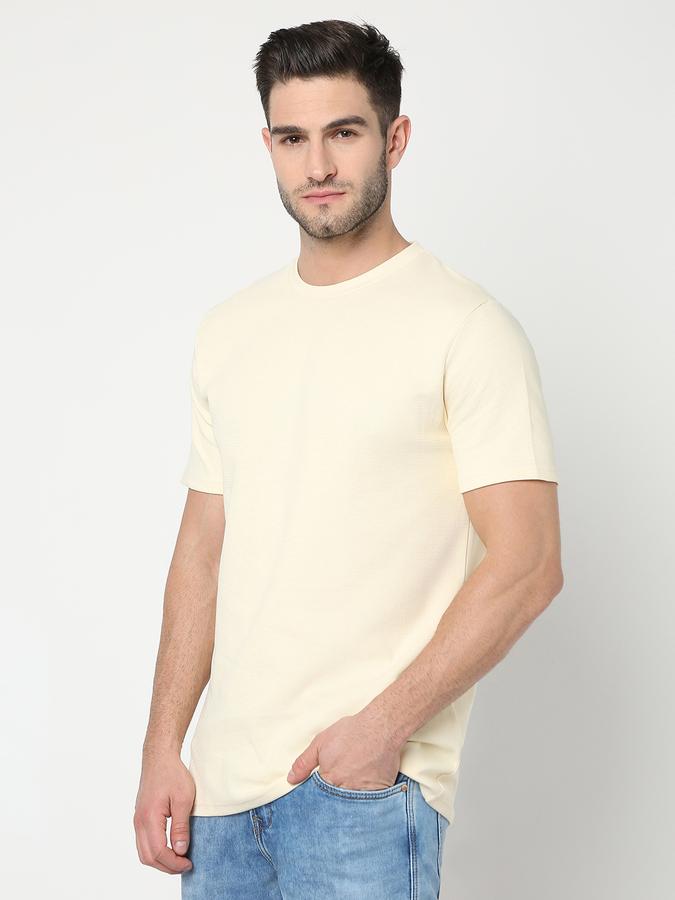 Men Cotton Blend Regular Fit Crew Neck Solid T-shirt