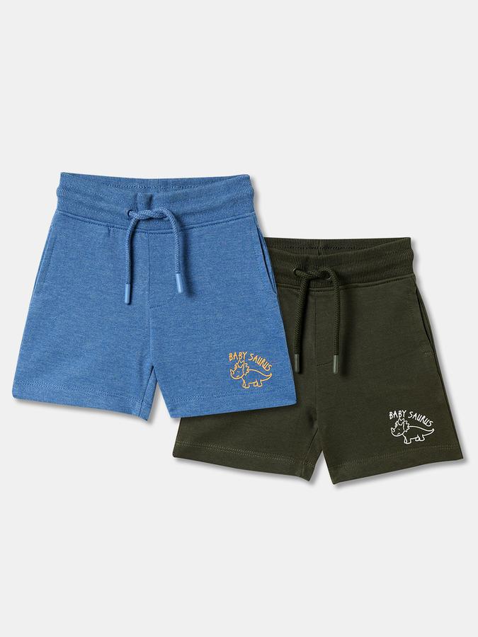 Boys Pack of 2 Typographic Print Regular Fit Shorts
