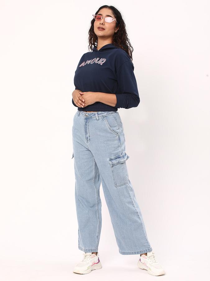 R&B Women's Cargo Wide Leg Jeans image number 1