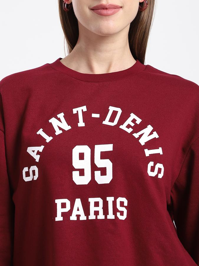 Women Cotton Relaxed Fit Round Neck Graphic Sweatshirt