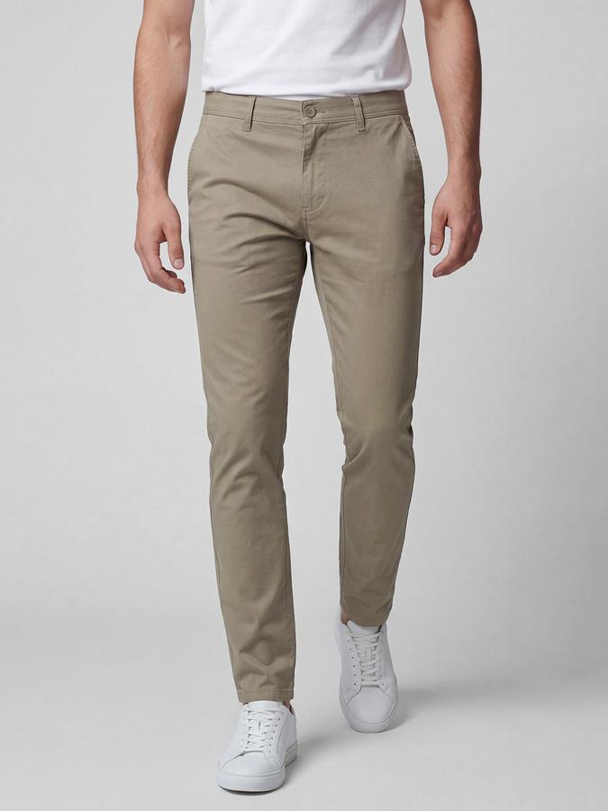 R&B Olive Solid Men Mid-Rise Slim Fit Trouser
