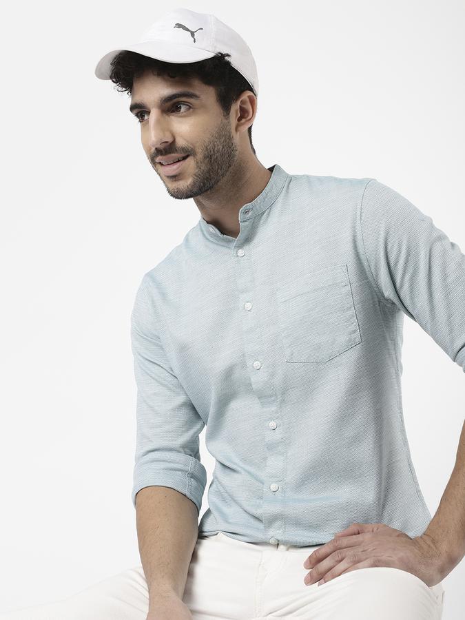 R&B Blue Men Casual Shirts
