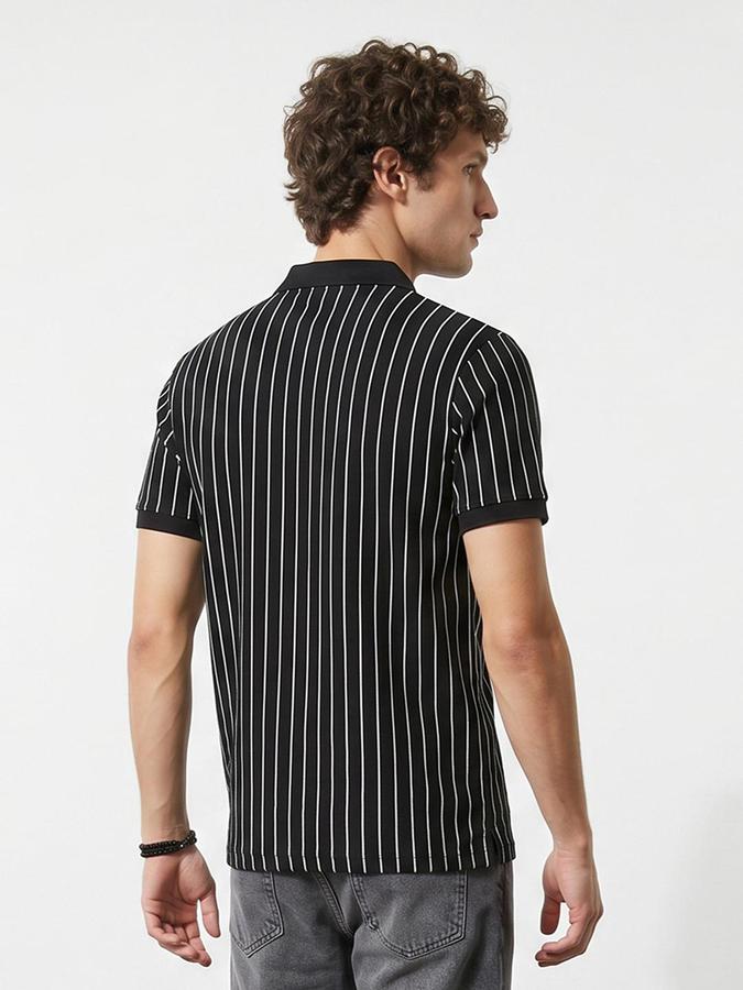 R&B Black Men Striped Short Sleeves Tshirt