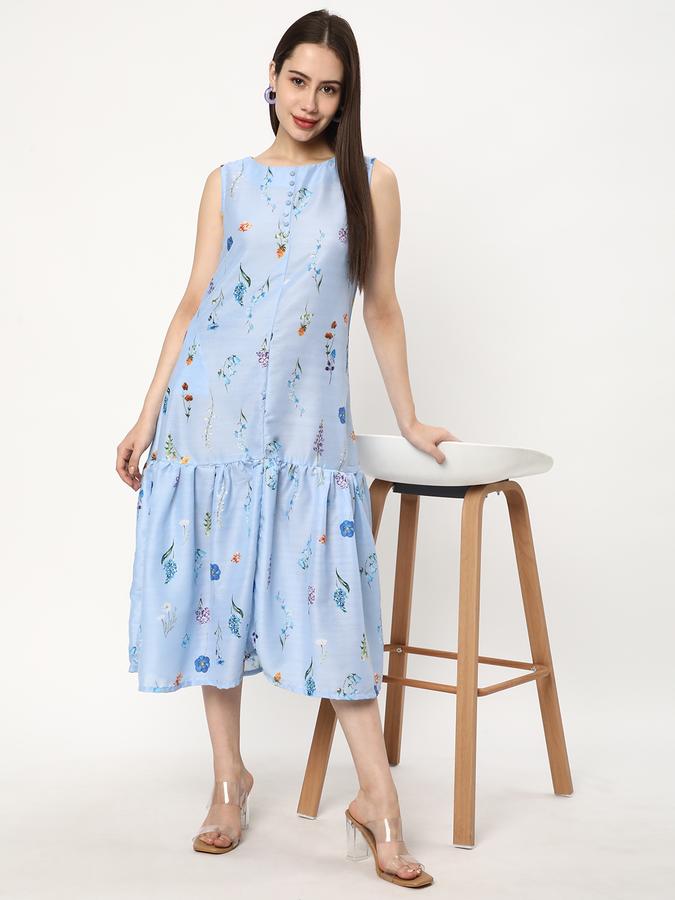 Women Polyester Printed Tiered Ethnic Dress
