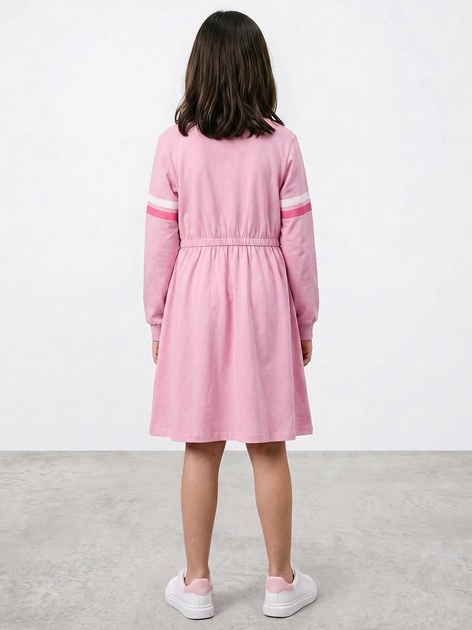 R&B Girls Pink Typography Fit and Flare Dress