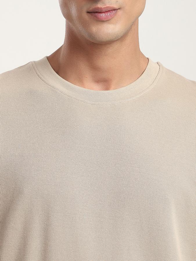 Men Cotton Loose Fit Crew Neck Ribbed T-shirt
