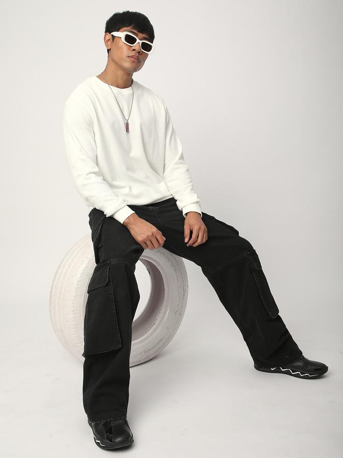 Men Cotton Regular Fit Crew Neck Solid Sweatshirt