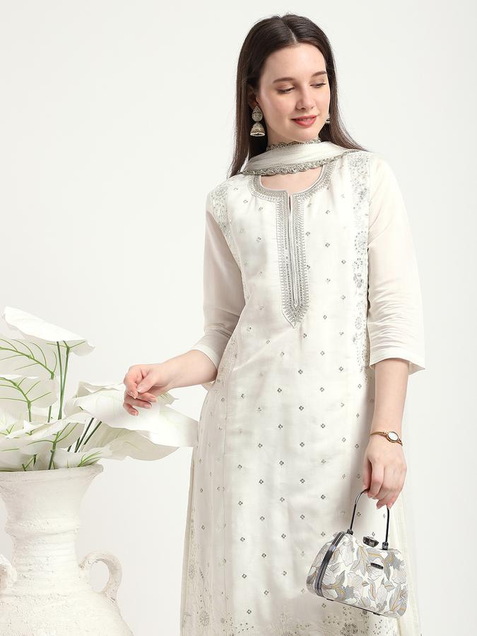 Women Viscose Blend Embroidered Kurta And Palazzo Set