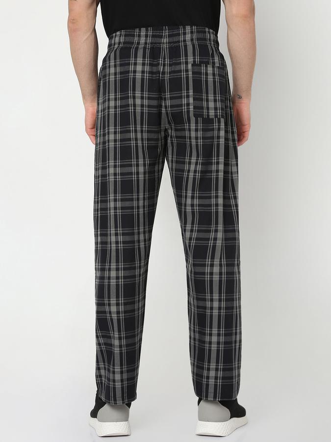 R&B Men Checked Straight Track Pants with Drawstring Waist image number 3