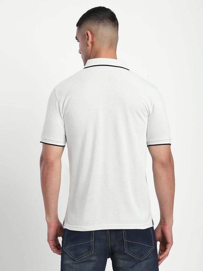 R&B Men Silver Solid Short Sleeves Polo Tshirt