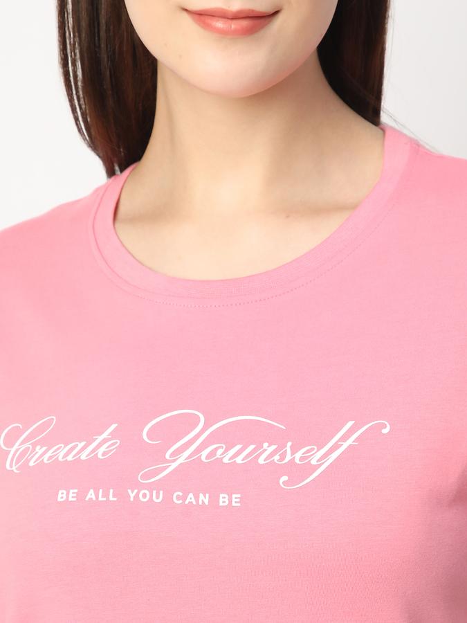 Women Cotton Regular Fit Crew Neck Graphic T-shirt