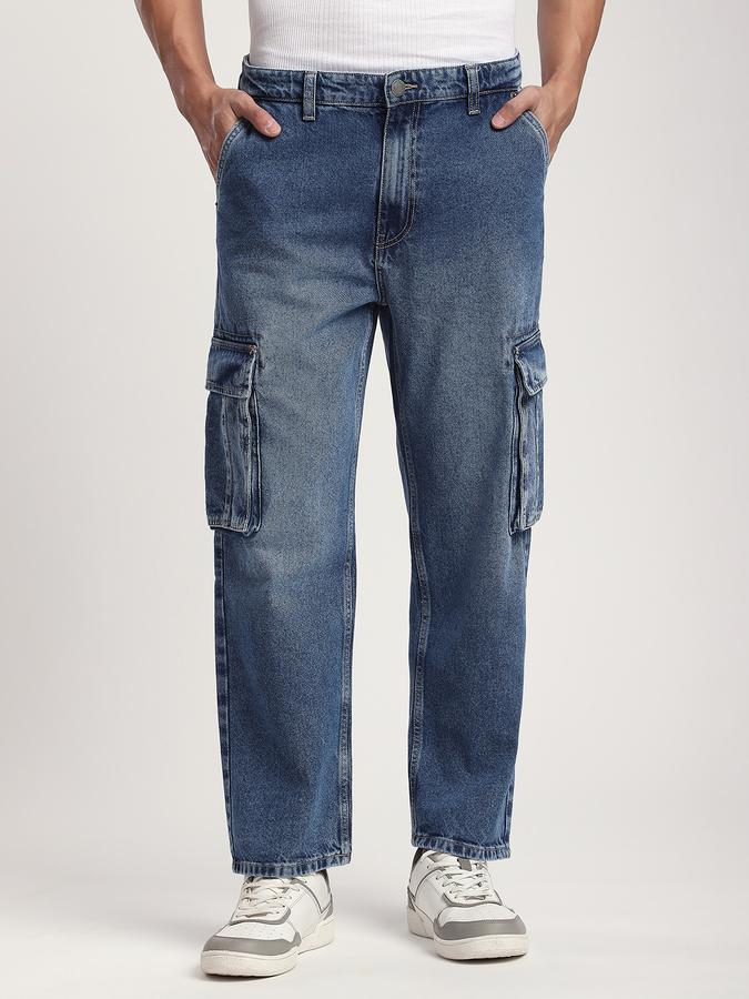 Men Cotton Relaxed Fit Mid Rise Cargo Jeans