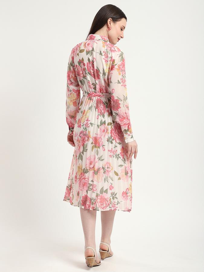 Women Polyester Fit And Flare Midi Floral Dress