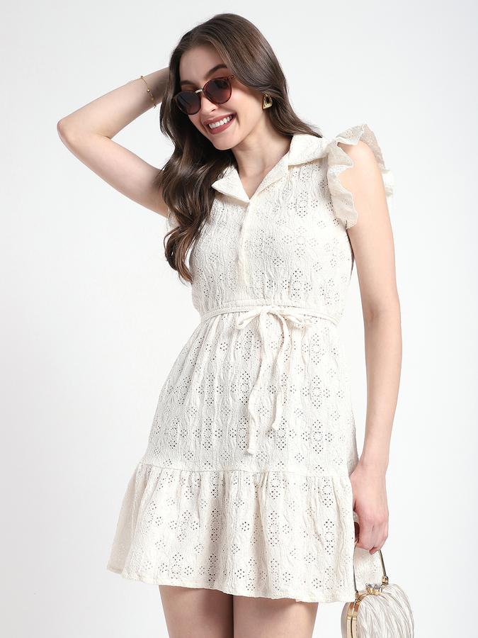 Women Cotton Fit & Flare Mini Lace Dress