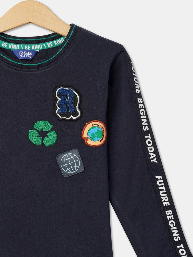 R&B Boys' Blue Printed T-Shirt