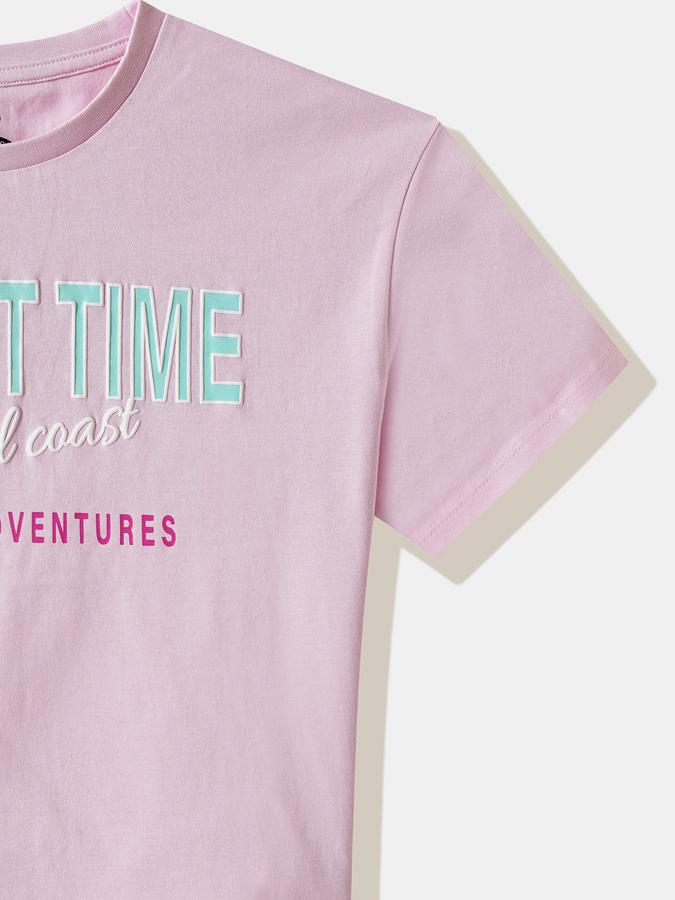 Girls Cotton Regular Fit Crew Neck Graphic T-shirt