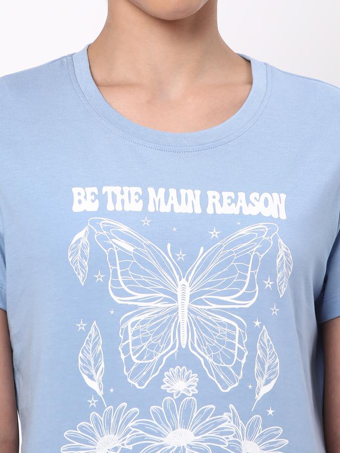 Women Cotton Regular Fit Crew Neck Graphic T-shirt