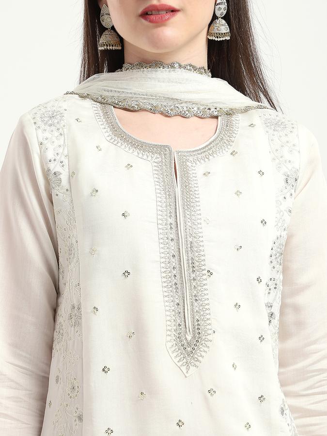 Women Viscose Blend Embroidered Kurta And Palazzo Set